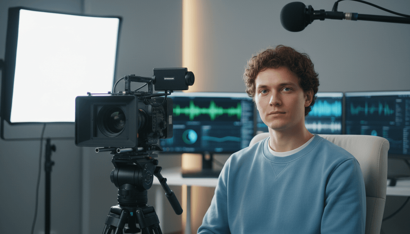 Participant recording facial expressions in AI FaceLab studio for computer vision training